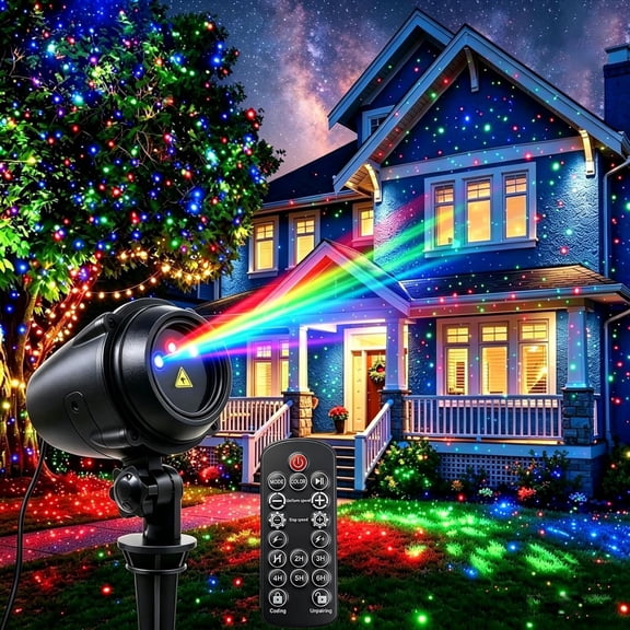 3-Color Bright Star Laser Christmas Projector Lights Outdoor IP65 Waterproof Cold Resistant with Remote & Timing for Holiday Party Garden Decor