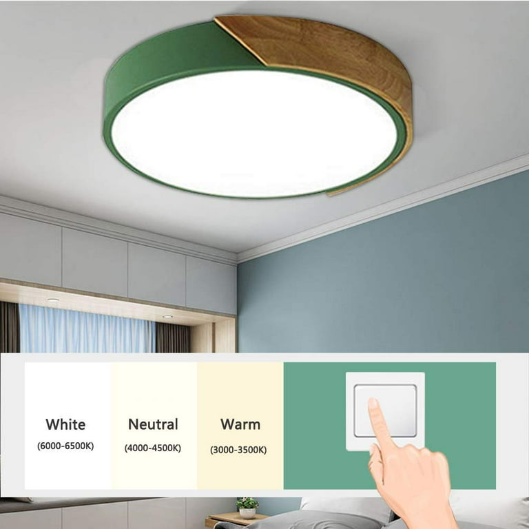 3 Color Changing 36W LED Flush Mount Ceiling Light Fixture 3000K 4000K 5000K Dimmable for Bedroom