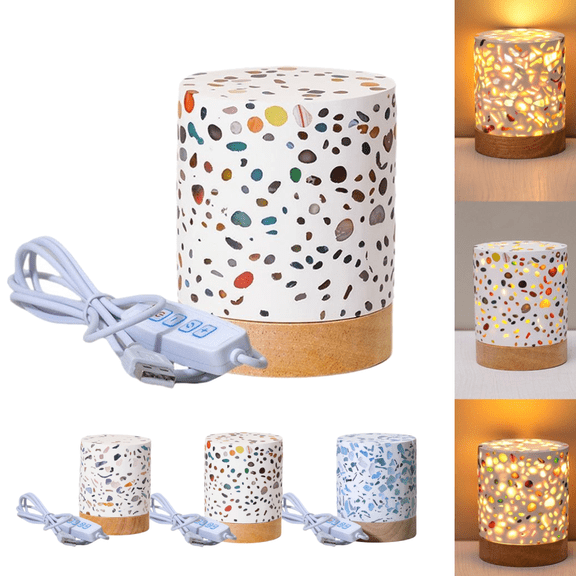 3-Color Dimmable Crystal Night Light, Handmade Amethyst & Agate Stone USB Dimming Table Lamp - Adjustable White/Warm/Natural Light for Bedroom, Nursery, Meditation Decor