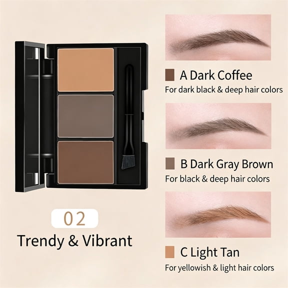 3 Color Fashion Shade Eyebrow Powder Palette 4.5g,Wet & Dry Dual-Use Earth Tone Eyebrow Powder Palette,Brow Makeup Kit with Mirror & Brush
