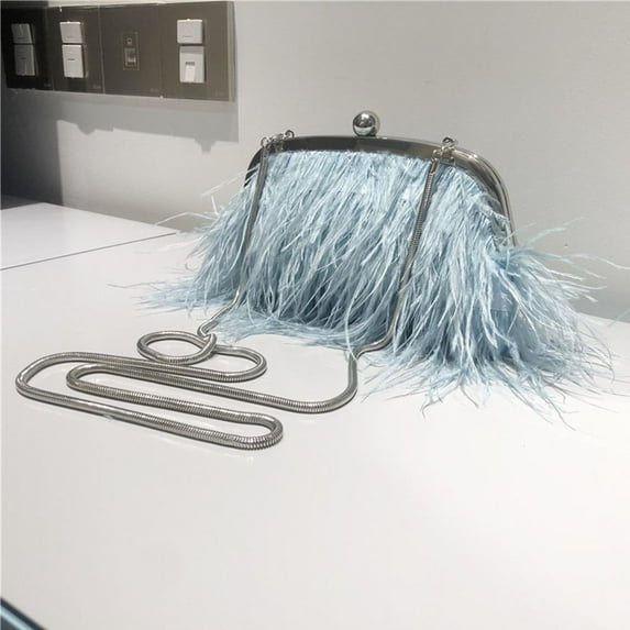 3 Color Feather Clutch Evening Handbag for Women Girl Ladies Party Dress Gifts