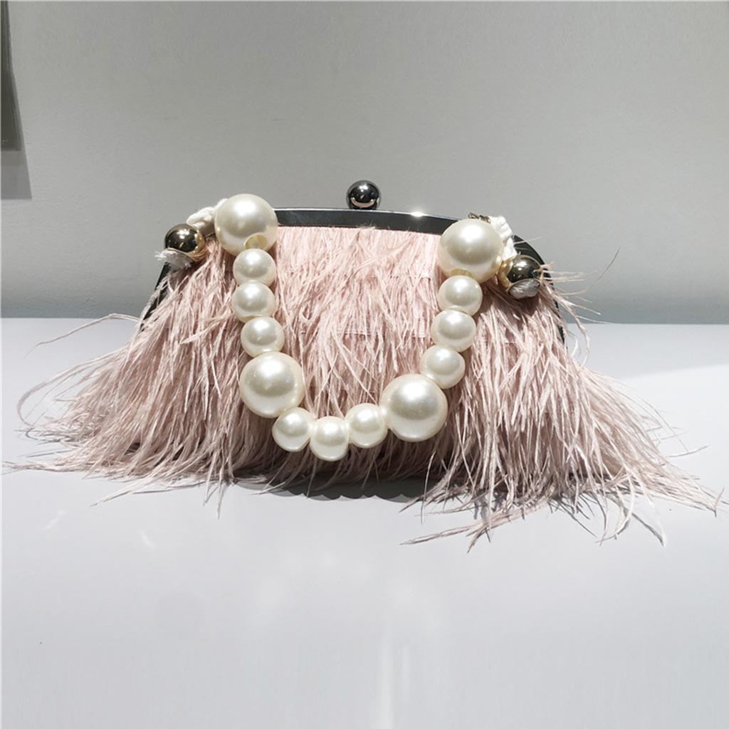 3 Color Feather Clutch Evening Handbag for Women Girl Ladies Party Dress Gifts