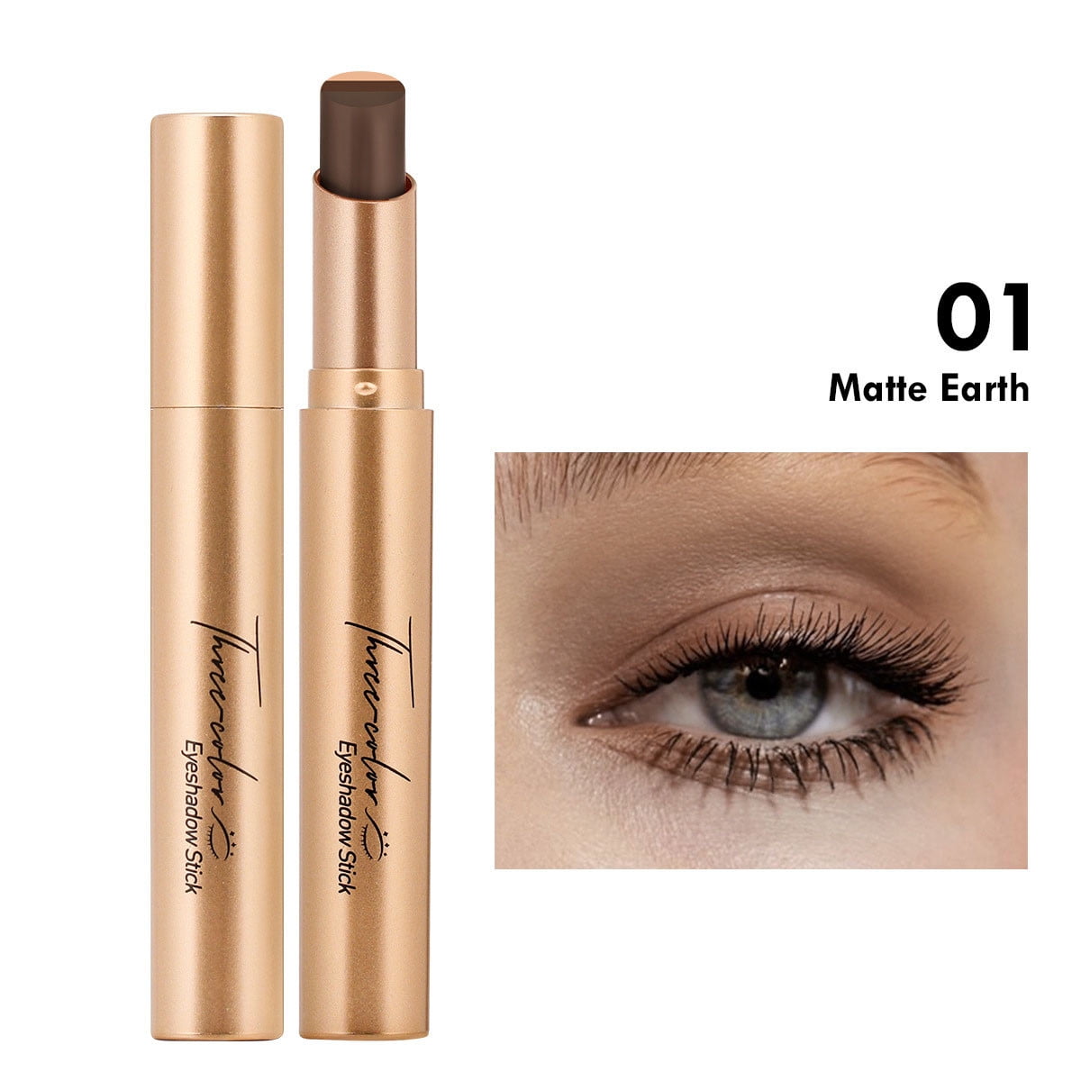 3 Color Gradient Eyeshadow Stick, Portable Glitter Gradient Eye Shadow ...
