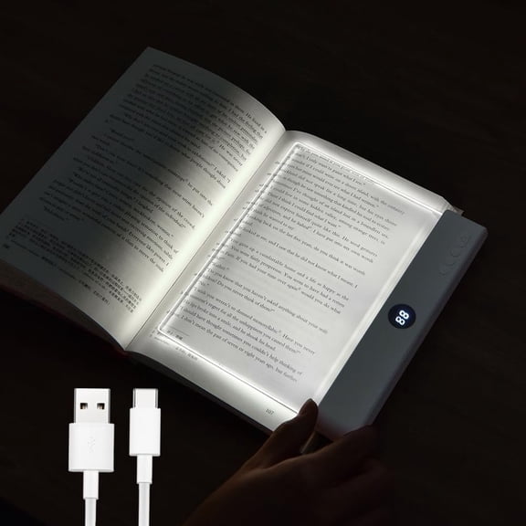 3 Color LED Book Light, Rechargeable Flat Panel Reading Lamp with Timer & Memory Function, Thin Clear Design for Bedside or Travel, Perfect Gift for Book Lovers Men Women Boys Girls
