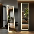 thumbnail image 1 of 3 Color Lighting Mirror with Led Lights,60"X16" Lighted Floor Standing Mirror with Stand,Black Fiberglass Household Supplies Décor Mirrors Full Length Mirrors, 1 of 7