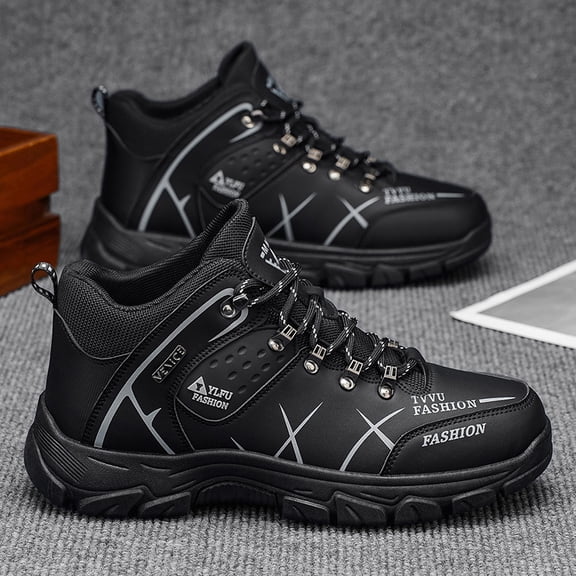 3-Color Men's Plus Size Platform Hiking Boots | Sporty, Outdoor Anti-Slip Grip, Outdoor Hiking Ankle Boots, Arch Support, British Style Casual Shoes, Suitable for All Seasons