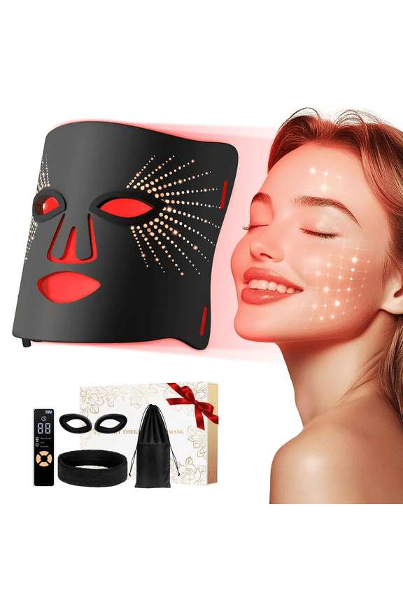3-Color Pro LED Light Face Mask with Remote Control, Flexible Silicone Mask with Red, Blue & NIR Light for a Revitalizing At-Home Spa & a Radiant-Looking Complexion