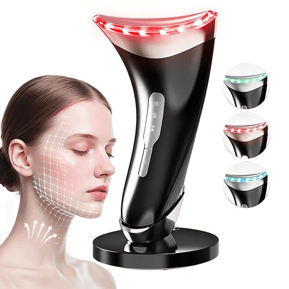 3 Color Face Neck Massager, Neck Face Beauty Device, Portable Facial Tool for Home Skincare Device, Black