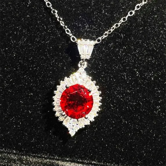 3 Color Round Cubic Zircon Necklace Pendant Charm Women 925 Silver Jewelry