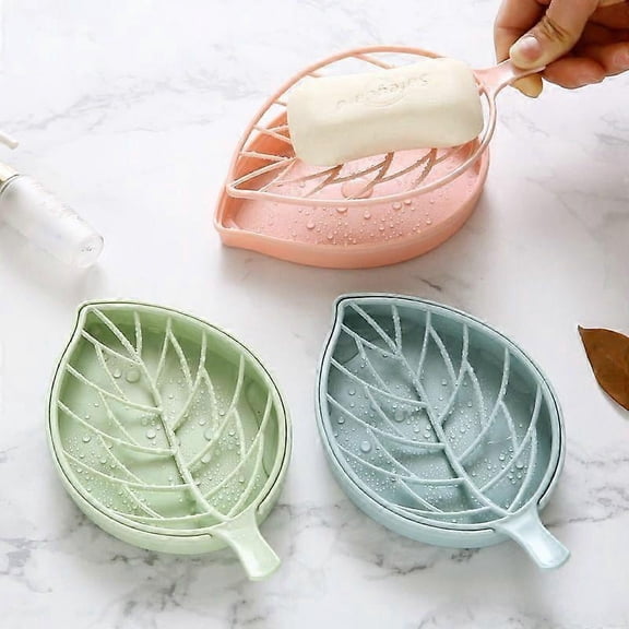 3 Color Soap Dish,leaf-shaped Shower Soap Holder With Draining Tray,fashionable Soap Dish For Shower Kitchen