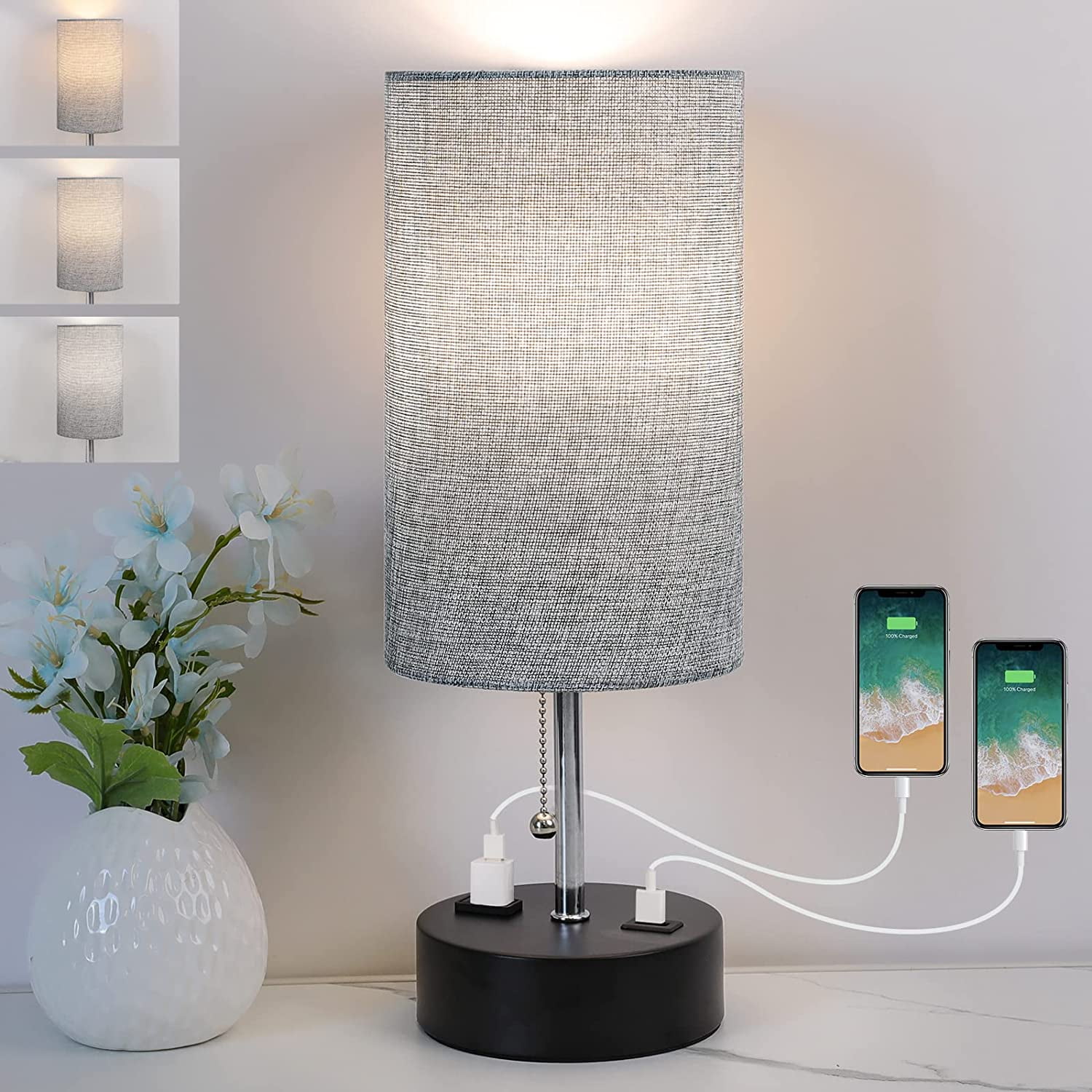 Nightstand lamps cheap with outlets