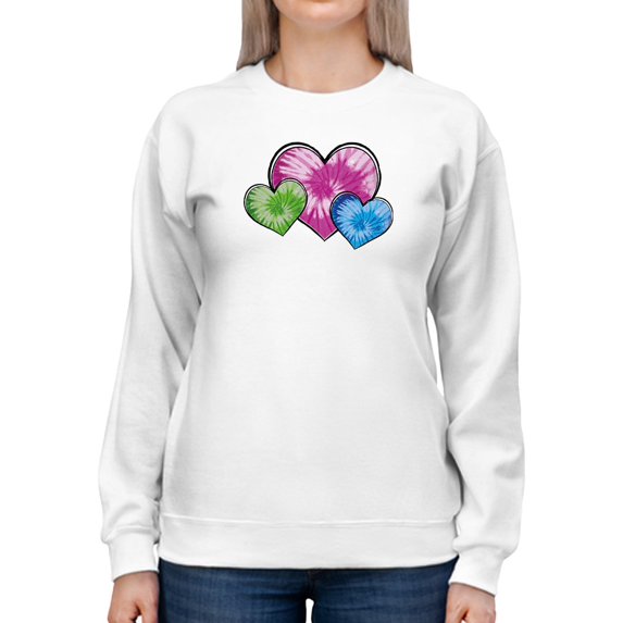 3 Colored Hearts Sweatshirt Women -GoatDeals Designs, Female XX-Large