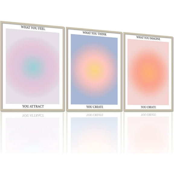 3 Colorful Abstract Posters Room Aesthetic Reiki Gradient Spiritual Affirmation Canvas Wall Art Positive Energy Inspirational Wall Art Bathroom Living Room Apartment Office Girls Room 12x16inx3