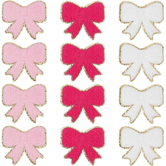3 Colors 12Pcs Embroidered Patches Chenille Patches Iron on Patches Sew on Decorative Repair Patch Applique for Clothes Hats Backpacks Vests Jacket DIY Crafts