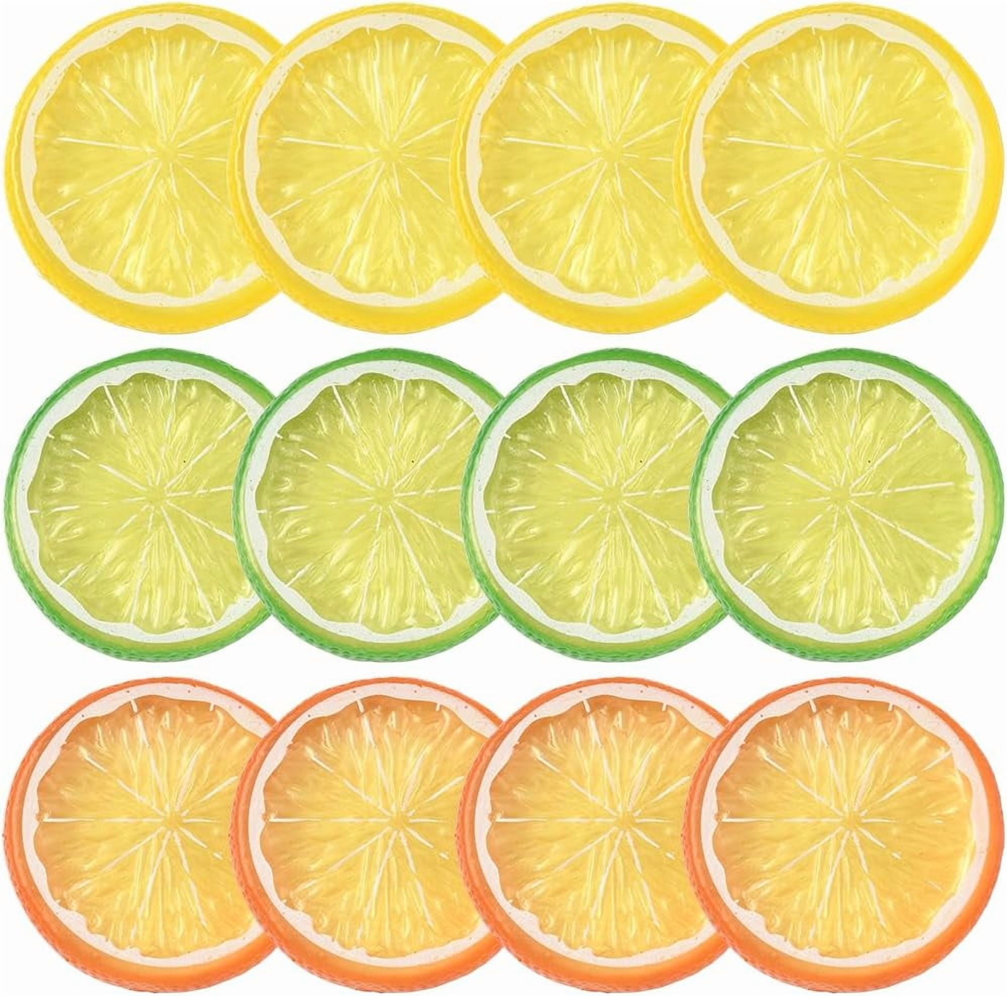 3 Colors 12Pcs Lemon Slices Decorations Artificial Lemon Slices Bulk ...