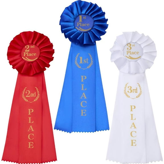 3 Colors 1st 2nd 3rd Award Ribbon Winner Victory Ribbons Blue Red White Place Medals Rosette Ribbon Grand Prize DIY