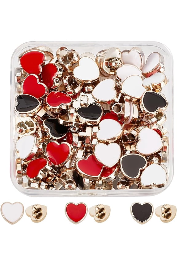 3 Colors 60Pcs Metal Shank Buttons Heart Shaped Buckle 12Mm Plastic Button Accessories with Enamel for DIY Shoe Charms Women Dress Suits Blazer Jacket Unifor DIY m Mixed Color