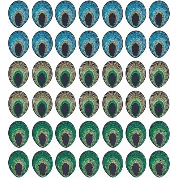 3 Colors 60Pcs Peacock Feather Embroidered Patches Iron On Sew On Patch Badge Decorative Repair Applique Patch