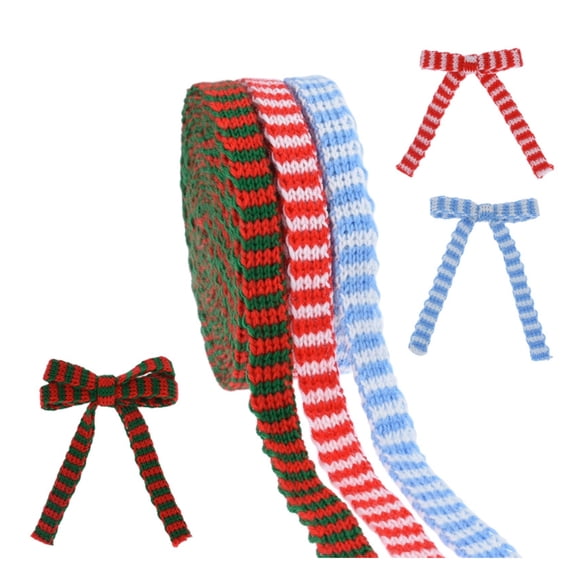 3 Colors Braid Wool Knit Ribbon Christmas Ribbons for Gift Wrapping Hair Bows