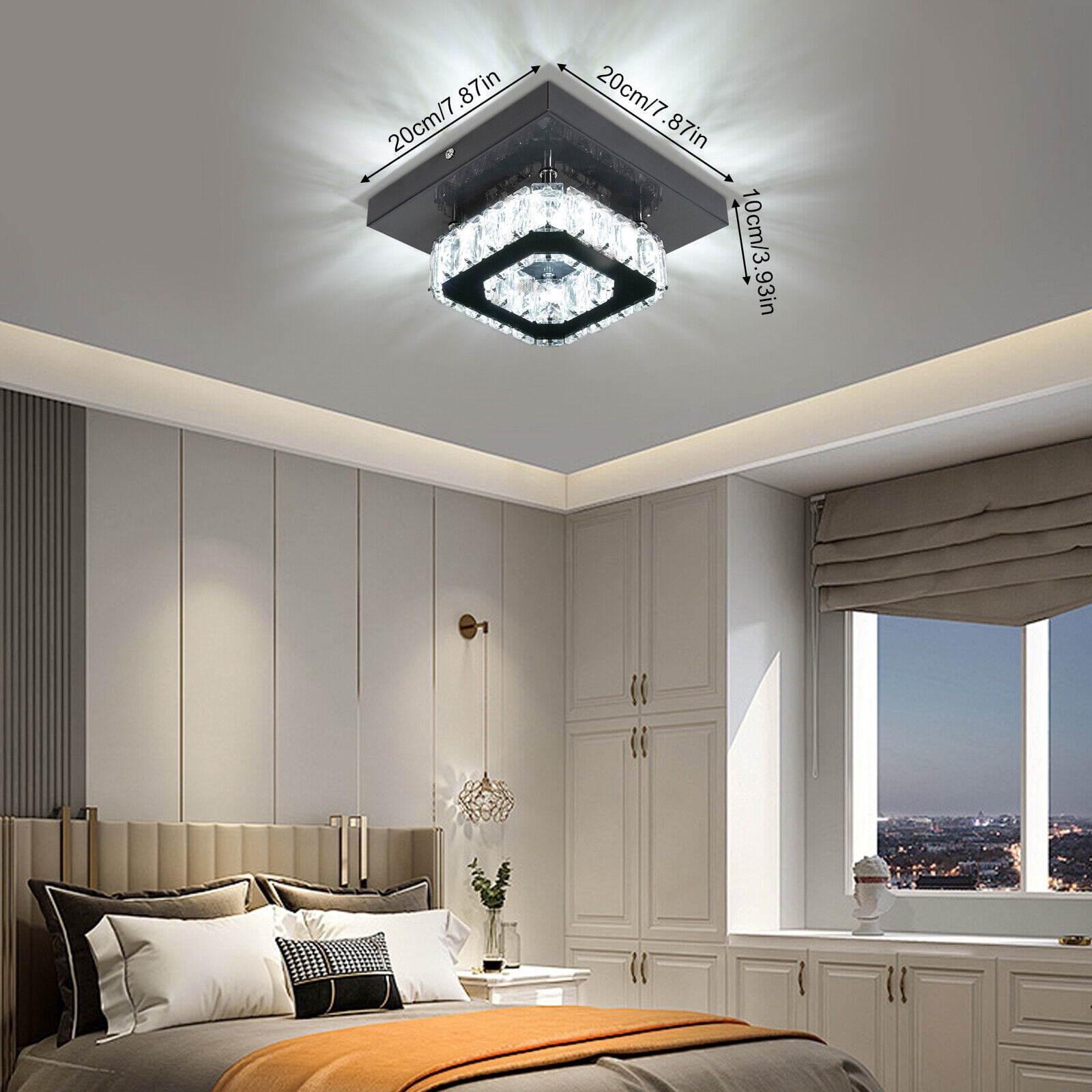 3 Colors Ceiling Mounted Modern Crystal Ceiling Light 24*LED Beads ...