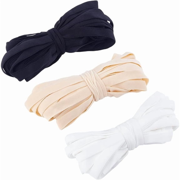 3 Colors Elastic Band Stretch Knit Bands 10mm Wide Sewing Elastic Straps Flat Elastic Ribbon Elastic Straps Trim Black Elastics Trim DIY