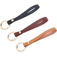 thumbnail image 1 of 3 Colors Genuine Leather Wristlet Strap 5.5 Inch Leather Keychain Wrist Strap Purse Wrist Lanyard Replacement Keychain Hand Strap with Alloy Clasp, 1 of 5