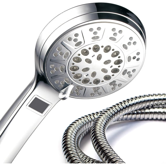 3 Colors LED Hand Shower with Temperature Display, Chrome, 4.25"