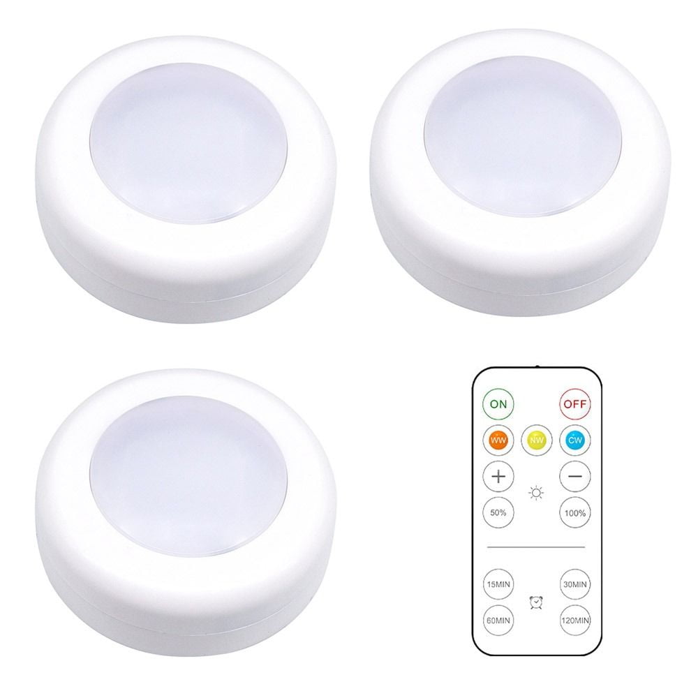 3 Colors LED Remote Control Puck Lights Lights Room Lighting Warm Light 2
