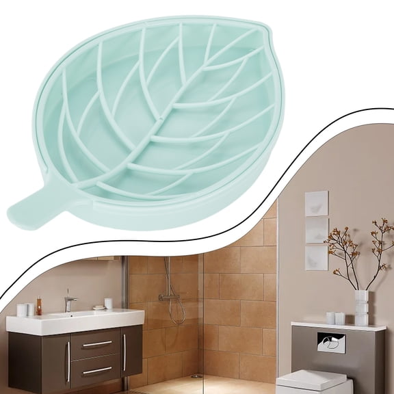 3 Colors Leaf Shape Soap Holder Non Slip Soap Box Toilet Shower Tray Draining Blue YIWEI