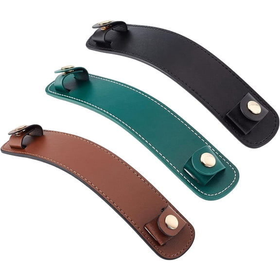 3 Colors Leather Shoulder Strap Pad Cowhide Leather Bag Strap Pad Bag Handle Wrap Pad Leather Shoulder Pad with Iron Snap Button for DIY Making