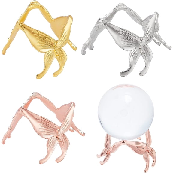 3 Colors Metal Ball Stand Alloy Butterfly Globe Sphere Display Holder Rack Ornaments for Table Desktop Office Home Decor Mixed Color