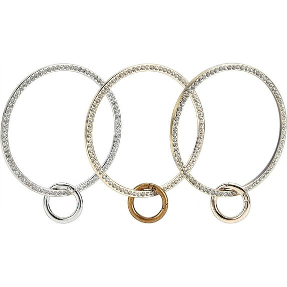 3 Colors Metal Rhinestone Bag Handle Round Ring Purse Handle Replacement with Clasp for DIY