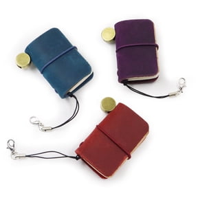 3 Colors Mini Size with Leather Cover and Strap, Refillable Personalized Tiny Travel Journal 1.9 x 1.3in(4.8 x 3.2cm), Blank Pocket Diary