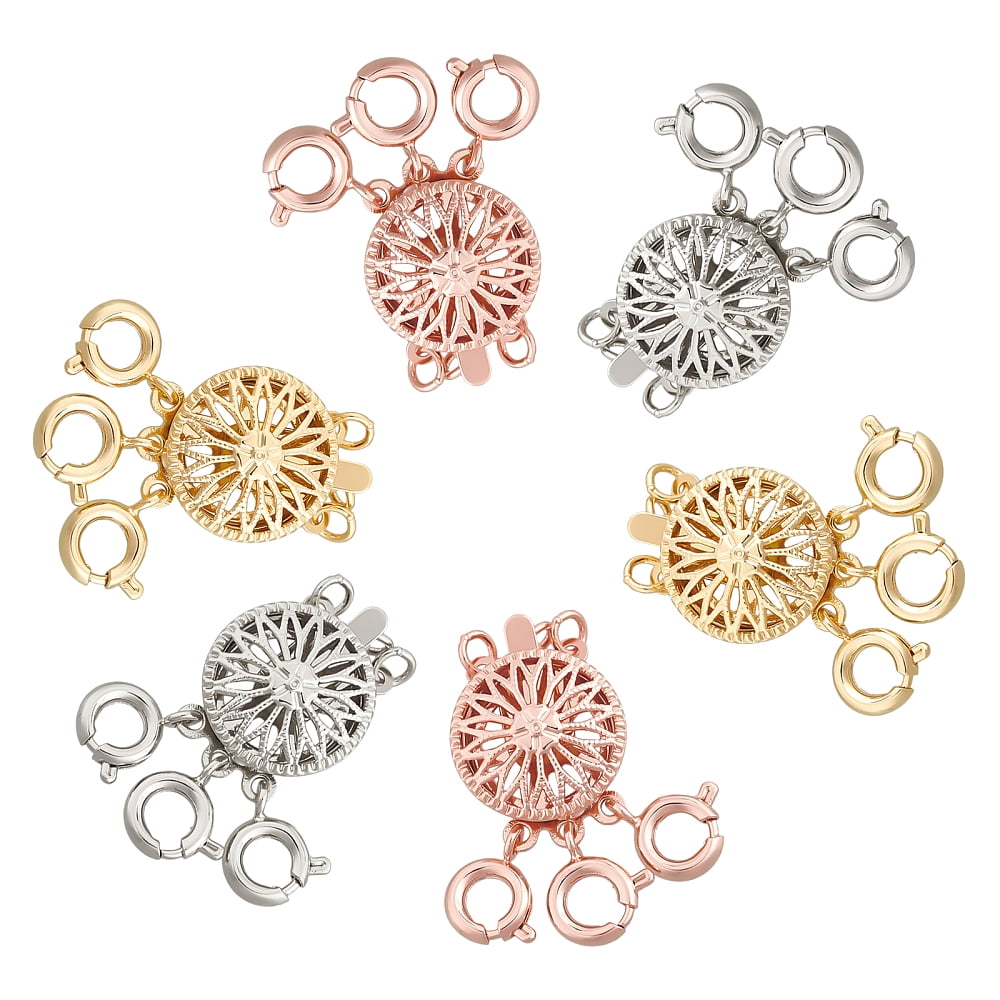 3 Colors Necklace Layering Clasp Multi-Strand Flower Connectors Spacer ...