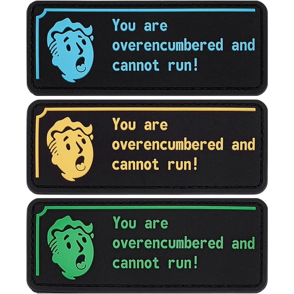 3 Colors Overburdened with Hook and Loop Patch Backing Funny Tactical Nylon Patches Humor Meme Patches for Tactical Backpacks Caps