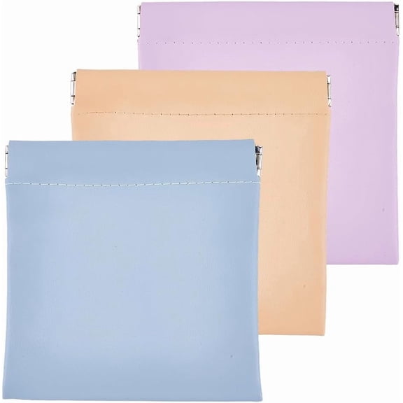 3 Colors PU Leather Pouchic Snap Closure Pouches for Purse Portable Pocket Cosmetic Bags Mini Leather Makeup Bags Small Squeeze Top Coin Purse Waterproof Travel Cosmetic Organizer for Women for DIY