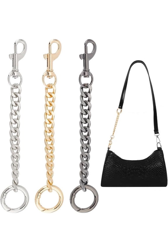 3 Colors Purse Chain Strap Extenders 5.9 Inch Metal Purse Chain Handle Handbag Shoulder Strap Extender Charm Women Bag Decoration Accessories for Shoulder Cross-Body Purse Clutch Handbag DIY