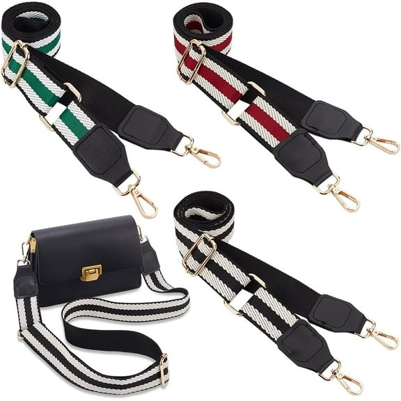 3 Colors Wide Purse Straps 55 Inch Adjustable Crossbody Straps Replacement Stripe Pattern Polyester Webbing Bag Strap for Handbag Straps Luggage Belt Guitar Strap Mixed Color2