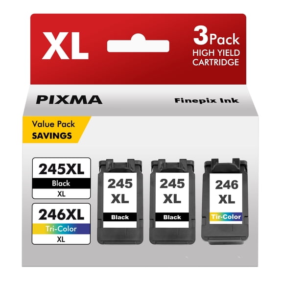 3 Combo Pack PG 245XL Ink Cartridge for Canon ink 245 and 246 for PG245 and CL246 Canon Printer Ink for Canon PIXMA TR4520 MX492 TS3122 MX490 MG3022 MG2522 MG2920 MG2420 MG2520 MG2922 Printer
