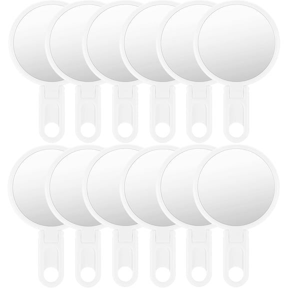 3" Compact Mirror with Adjustable Handle, Mini Folding Mirror for Makeup (White, Pack of 12)