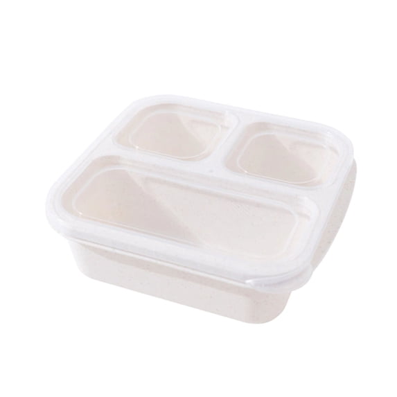 3-Compartment Bento Box Wheat Straw Meal Prep Container Reusable Snack Box Freezer Safe 7x6x2 Inch Portable Lunch Box for Adults Campus Office