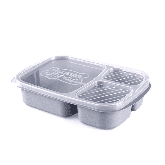 3-Compartment Bento Lunch Box with Lid – Reusable Food Storage Container, Blue
