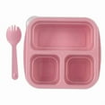 thumbnail image 1 of 3-Compartment Bento Snack Containers for Institute or Travel, Reusable Lunch Carrier for Meal Prep and Lunchables, Microwave Safe and Stackable Design, UKHBMC | Pink, 1 of 5