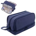 thumbnail image 1 of 3-Compartment Canvas Pencil Case, Large Capacity Storage Bag for Students, Multi-Function Organizer for Pens and Makeup, Pink, Blackish Green, 1 of 8