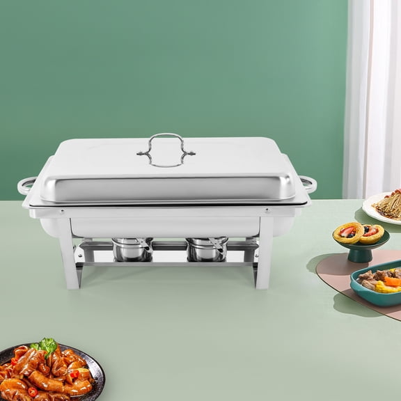 3 Compartment Chafing Dish Buffet Set Large 0.66 Gal Each Stainless Steel Serving Tray with Water Pan, Fuel Holders & Lid, Hot & Cold Food Warmer for Parties, Catering, Weddings, Outdoor Events