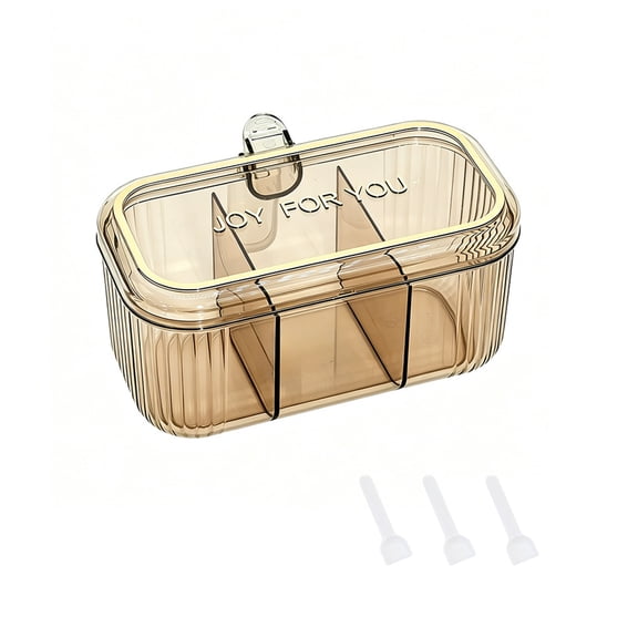 3-Compartment Clear Airtight Spice Storage Organizer with Mini Scoops, Stackable Seasoning Container for Kitchen Counter, Cabinet, RV, and Camping