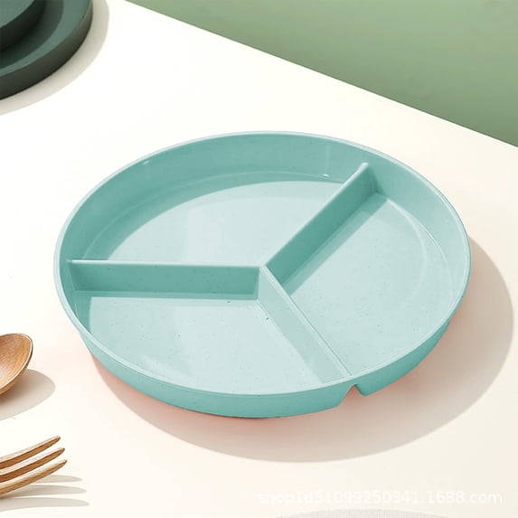 3-Compartment Divided Plates, 10 Inch Round Sectional Dinner Trays, Thickened Heat-Resistant Plastic for Microwave Use, Easy-Clean Breakfast and Fruit Dishes, Camping & Household Meal Prep