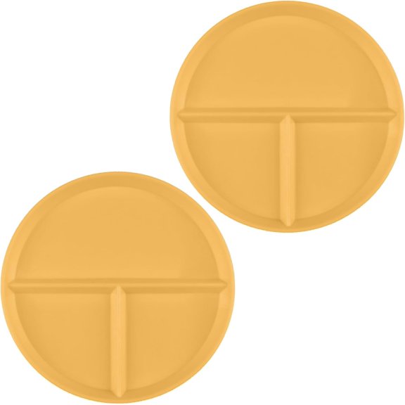 3 Compartment Divided Plates, Portion Control Dinner Plates for Adults, Durable Yellow Meal Plates for Balanced Eating