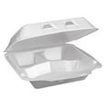 thumbnail image 1 of 3-Compartment Foam Hinged Lid Containers - White - Small - 150 Per Carton, 1 of 1