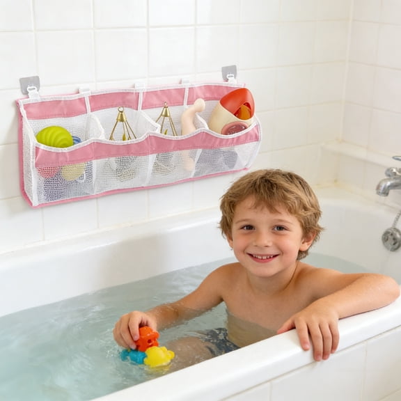 3 Compartment Horizontal Large Openings Bath Toy Organizer for Tub,Capacity Upgrade Bath Toy Storage and Holder,Bathtub Toy Holder for Easy Access An
